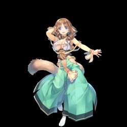 Rule 34 | 1girl, amazuyu tatsuki, animal ears, arm behind head, arm up, bracelet, breasts, brown hair, full body, fumirul, fumirul, green hakama, hakama, hakama skirt, highres, japanese clothes, jewelry, large breasts, long hair, looking at viewer, official art, open mouth, skirt, solo, tabi, tail, transparent background, underboob, utawarerumono, utawarerumono: lost flag