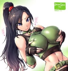 Rule 34 | 1girl, amania orz, breast hold, breasts, copyright name, dated, dragon quest, dragon quest xi, grabbing, grabbing another&#039;s breast, grabbing own breast, groping, large breasts, martina (dq11), solo, square enix
