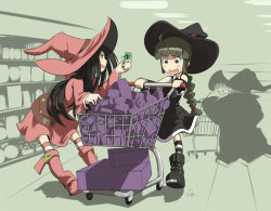 Rule 34 | bad id, bad pixiv id, hat, inemuri uno, inemuriuno, original, shop, shopping, striped clothes, striped legwear, striped thighhighs, thighhighs, witch hat