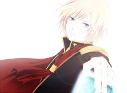 Rule 34 | 1boy, ace (fft-0), akademeia uniform, blonde hair, blue eyes, cape, card, eye contact, facing viewer, final fantasy, final fantasy type-0, holding, jacket, looking at another, looking at viewer, male focus, medium hair, scarf, school uniform, short hair, solo, weapon