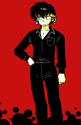 1boy hibiki_ryouga male_focus ranma_1/2 red_background solo tagme wanta_(futoshi)