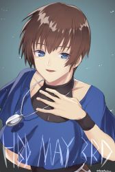Rule 34 | 1boy, chris, highres, looking at viewer, male focus, murata tefu, open mouth, simple background, smile, snk, solo, the king of fighters