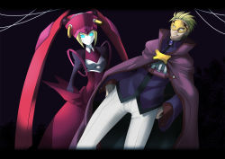 Rule 34 | android, aqua eyes, arc system works, blazblue, blonde hair, cape, ignis (blazblue), mask, relius clover, smile