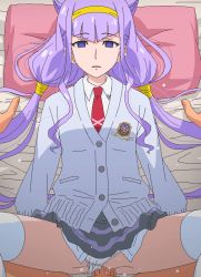 Rule 34 | 10s, 1boy, 1girl, bed, blouse, censored, clothed sex, clothing aside, collared shirt, crotch seam, empty eyes, eyelashes, hair ornament, headband, hetero, hugtto! precure, indoors, light purple hair, long hair, long sleeves, looking at viewer, low twintails, lying, missionary, mosaic censoring, necktie, oekaki, on bed, open mouth, panties, panties aside, penis, pillow, pov, precure, purple eyes, pussy juice, rape, red neckwear, ruru amour, sex, shirt, skirt, solo focus, spread legs, sweatdrop, tears, thighhighs, tomu (tomubobu), twintails, underwear, vaginal, white panties, white shirt, white thighhighs