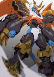 Rule 34 | armor, claws, digimon, digimon (creature), horns, imperialdramon, imperialdramon fighter mode, red eyes, solo, tail