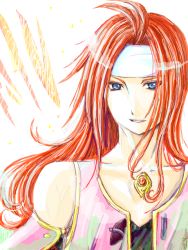 Rule 34 | 00s, 1boy, artist request, blue eyes, headband, long hair, male focus, oekaki, red hair, smile, solo, tales of (series), tales of symphonia, white background, zelos wilder