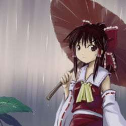 Rule 34 | 1girl, female focus, hakurei reimu, kazuhane, oil-paper umbrella, rain, solo, touhou, umbrella