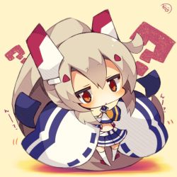 Rule 34 | 1girl, ?, ayanami (azur lane), azur lane, big head, blush, chibi, commentary request, full body, hair between eyes, hatching (texture), highres, jitome, long hair, looking at viewer, miniskirt, muuran, no nose, open mouth, parted bangs, pleated skirt, raised eyebrows, sepia, short eyebrows, signature, skirt, solo, thighhighs, translation request, triangle mouth, very long hair