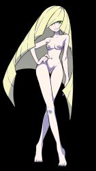 Rule 34 | 1girl, absurdres, bandaid, black background, breasts, creatures (company), female focus, full body, game freak, green eyes, highres, long legs, lusamine (pokemon), navel, nintendo, official art, pokemon, pokemon sm, small breasts, solo, standing, take (illustrator), thigh gap, third-party edit, wide hips