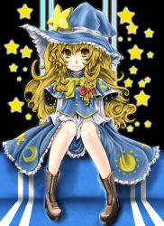 Rule 34 | 1girl, bad id, bad pixiv id, blonde hair, boots, braid, female focus, full body, hat, highres, kirisame marisa, long hair, r0g0b0, skirt, solo, star (symbol), touhou, witch, witch hat, yellow eyes