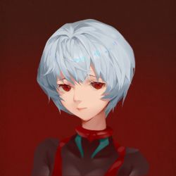 Rule 34 | 1girl, ayanami rei, black bodysuit, blue hair, bodysuit, chinese commentary, commentary request, highres, lips, long hair, looking at viewer, mudined, neon genesis evangelion, plugsuit, rebuild of evangelion, red background, red eyes, short hair, solo, upper body