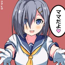 Rule 34 | 10s, artist name, blue eyes, gloves, hair ornament, hairclip, hamakaze (kancolle), kantai collection, looking at viewer, neckerchief, short hair, solo, takahiro (rikky), yellow neckerchief