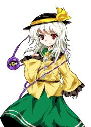 Rule 34 | 1girl, alphes (style), alternate eye color, female focus, formless god, hat, hat ribbon, komeiji koishi, long sleeves, parody, red eyes, ribbon, silver hair, solo, style parody, touhou, transparent background, wide sleeves, yellow eyes
