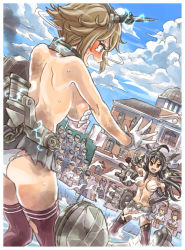 Rule 34 | 10s, 6+girls, admiral (kancolle), ahoge, battle, black eyes, black hair, brown eyes, brown hair, censored, censored nipples, commentary, convenient censoring, covering privates, covering breasts, day, elbow gloves, electricity, embarrassed, from behind, gloves, hand on own hip, hyuuga (kancolle), ise (kancolle), japanese flag, kantai collection, long hair, mimonel, multiple girls, mutsu (kancolle), nagato (kancolle), navel, open mouth, outstretched hand, panties, public indecency, shaking head, short hair, skirt, smoke, smoke censor, sparkle, sparks, tatsuta (kancolle), tears, tenryuu (kancolle), thighhighs, topfreedom, topless, torn clothes, torn legwear, torn panties, torn skirt, underwear, wet