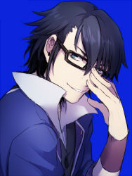 Rule 34 | 10s, 1boy, bad id, bad pixiv id, black hair, blue eyes, fushimi saruhiko, glasses, k-project, looking at viewer, male focus, ruchi, solo