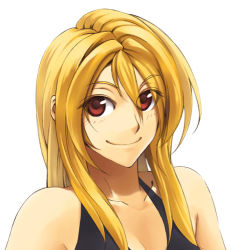 Rule 34 | bad id, bad pixiv id, blonde hair, lowres, original, poaro, portrait, red eyes, smile, solo, white background