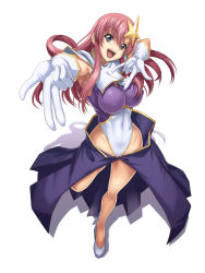 Rule 34 | 00s, 1girl, armpits, breasts, covered navel, covered erect nipples, gloves, gundam, gundam seed, gundam seed destiny, hair ornament, highres, impossible clothes, large breasts, leotard, long hair, meer campbell, pink hair, purple eyes, skirt, smile, solo, star (symbol), star hair ornament, syunzou