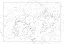 Rule 34 | 1girl, greyscale, long hair, looking at viewer, monochrome, solo, tagme, wingheart