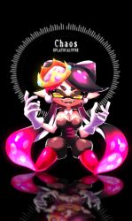 Rule 34 | + +, 1girl, absurdres, altoooooon, black hair, black jumpsuit, breasts, callie (splatoon), cleavage, collar, commentary, commentary request, crown, detached collar, earrings, english commentary, english text, fangs, food, food on head, gloves, gradient hair, highres, inkling, jewelry, jumpsuit, kneeling, long hair, looking at viewer, medium breasts, mole, mole under eye, multicolored hair, nintendo, object on head, open mouth, pantyhose, pointy ears, purple hair, purple pantyhose, reflection, short jumpsuit, smile, solo, splatoon (series), splatoon 1, splatoon 2, strapless, tentacle hair, white collar, white gloves, yellow headwear