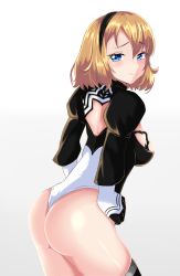 Rule 34 | ass, blindfold, blonde hair, blue eyes, blush, breasts, cosplay, highres, incro300, leotard, looking at viewer, nier (series), nier:automata, pokemon, pokemon (anime), pokemon xy (anime), serena (pokemon), thighhighs, 2b (nier:automata), 2b (nier:automata) (cosplay)