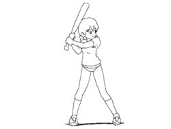 Rule 34 | animated, animated gif, baseball, baseball bat, braid, buruma, gym uniform, lowres, qvga, playing sports, twin braids