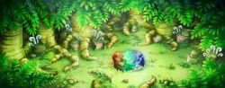 Rule 34 | artist request, creatures (company), day, fern, forest, game cg, game freak, grass, green theme, nature, nintendo, no humans, official art, outdoors, pokemon, pokemon mystery dungeon, pokemon mystery dungeon: rescue team dx, rainbow gradient, rock, scenery, third-party source, tree, wide shot