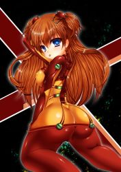 Rule 34 | &gt;:p, 00s, 1girl, :p, arm behind head, ass, bad id, bad pixiv id, blue eyes, blush, bodysuit, bracer, breasts, brown hair, butt crack, covered erect nipples, evangelion: 2.0 you can (not) advance, from behind, hair between eyes, hair ornament, hairpods, highres, huge ass, interface headset, kneeling, kneepits, large breasts, legs apart, long hair, looking at viewer, looking back, neon genesis evangelion, orange hair, outline, pilot suit, plugsuit, rebuild of evangelion, see-through, shiny clothes, skin tight, solo, souryuu asuka langley, test plugsuit, tongue, tongue out, turtleneck, twintails, two side up, v-shaped eyebrows, wide hips, yuncha