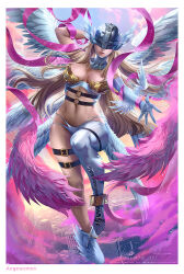 Rule 34 | angel, angel girl, angewomon, digimon, digimon (creature), head wings, long hair, mask, reivash, wings