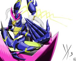 Rule 34 | 1boy, artist request, bug, digimon, digimon (creature), highres, horns, mudra, multiple arms, neon lights, perspective, shivamon, simple background, snake, white background