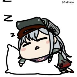 Rule 34 | 1girl, animated, animated gif, g11 (girls&#039; frontline), girls&#039; frontline, lowres, lying, pillow, seseren, triangle mouth, zzz