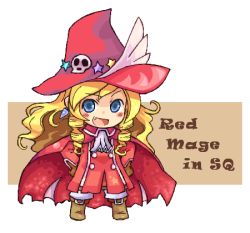 Rule 34 | 1990s (style), atlus, blonde hair, blue eyes, character name, character request, doctor magus, etrian odyssey, fang, final fantasy, final fantasy iii, hat, lowres, pote (ptkan), red mage (final fantasy), retro artstyle, solo