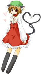 Rule 34 | 1girl, animal ears, bad id, bad pixiv id, cat ears, cat girl, cat tail, chen, china dress, chinese clothes, dress, earrings, female focus, full body, hat, heart, heart tail, jewelry, metaru maccha, simple background, solo, tail, touhou, white background