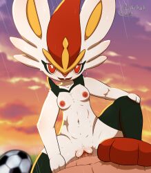 Rule 34 | 1boy, 1girl, absurdres, ball, blush, breasts, bright pupils, buck teeth, cinderace, cowgirl position, creatures (company), furry, furry female, furry with non-furry, game freak, gen 8 pokemon, girl on top, heart, hetero, highres, interspecies, looking at viewer, looking down, motion lines, nintendo, open mouth, penis, pixelkebab, pokemon, pokemon (creature), pussy, pussy juice, rabbit, rabbit ears, red eyes, red fur, small breasts, soccer ball, straddling, sweat, teeth, uncensored, vaginal, white fur, white pupils