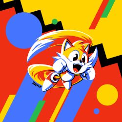 Rule 34 | 1990s (style), animal ears, clenched hands, commentary, fangs, flat color, flying, fox, fox ears, furry, gloves, jmanvelez, tails (sonic), motion blur, multiple tails, nose, open mouth, retro artstyle, shoes, sneakers, solo, sonic (series), sonic mania, sonic the hedgehog, sonic the hedgehog (classic), tail, tails (sonic), white gloves