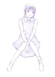Rule 34 | 1girl, dress, monochrome, original, sketch, socks, solo, traditional media, yoshitomi akihito