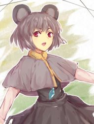 Rule 34 | 1girl, animal ears, blush, grey hair, long sleeves, looking at viewer, mouse ears, nazrin, open mouth, red eyes, short hair, sketch, smile, solo, touhou, yonaga san