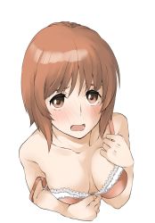 Rule 34 | 1girl, blush, bra, breasts, elf (stroll in the woods), girls und panzer, nishizumi miho, open mouth, solo, tagme, underwear