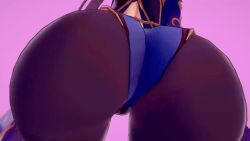 Rule 34 | 124renka, 1girl, 3d, animated, animated gif, ass, ass focus, ass shake, breasts, genshin impact, huge ass, jiggle, large breasts, leotard, mona (genshin impact), pantyhose, purple background, simple background, solo, thick thighs, thighs