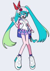 Rule 34 | 1girl, absurdres, creatures (company), game freak, hat, hatsune miku, highres, hourai 24, long hair, miniskirt, nintendo, pokemon, project voltage, psychic miku (project voltage), simple background, skirt, solo, twintails, very long hair, vocaloid, white background, white hat