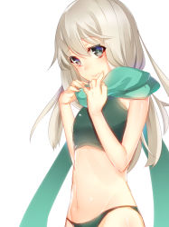 Rule 34 | 10s, 1girl, absurdres, bad id, bad pixiv id, blue eyes, grey hair, highres, kantai collection, long hair, midriff, nonomaro, scarf, swimsuit, u-511 (kancolle)