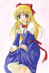 Rule 34 | 1girl, alice margatroid, alice margatroid (cosplay), blonde hair, blue eyes, cosplay, female focus, lowres, shanghai doll, solo, standing, touhou