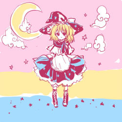 Rule 34 | 1girl, female focus, full body, hat, kirisame marisa, moon, outdoors, sky, solo, torii sumi, touhou, witch, witch hat