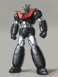 Rule 34 | absurdres, artist name, clenched hand, dated, full body, grey background, highres, looking at viewer, mazinger (series), mazinger z, mazinger z: infinity, mazinger z (mecha), mecha, no humans, robot, standing, ttakunga, yellow eyes