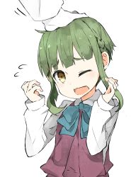 Rule 34 | 10s, 1girl, admiral (kancolle), blunt bangs, bob cut, bow, bowtie, braid, brown eyes, flying sweatdrops, gloves, green hair, hand on another&#039;s head, head pat, headpat, highres, kantai collection, military, military uniform, naval uniform, one eye closed, ooyama imo, open mouth, school uniform, shirt, short hair, short hair with long locks, solo focus, takanami (kancolle), uniform, wavy mouth, white gloves, white shirt