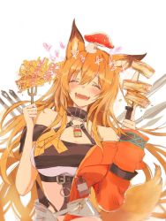 Rule 34 | 1girl, alansmi4, animal ears, arknights, bare shoulders, birthday, blush, brown hair, ceobe (arknights), ceobe (summer flowers) (arknights), dog ears, dog girl, dog tail, drooling, fang, food, fork, holding, holding fork, honey, long hair, mushroom, official alternate costume, open mouth, saliva, skin fang, solo, swimsuit, tail