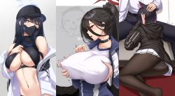 Rule 34 | 1boy, 3girls, akitsuki karasu, animal ears, areola slip, armband, baseball cap, black hair, black headwear, black mask, black pants, black shirt, blue archive, blue eyes, blush, breasts, chest harness, choker, cleavage, clothes lift, clothes pull, colored inner hair, covered erect nipples, crop top, doodle sensei (blue archive), extra ears, facing away, from behind, grabbing, grabbing another&#039;s breast, groping, gym uniform, halo, hand on another&#039;s head, harness, hasumi (blue archive), hasumi (track) (blue archive), hat, hetero, highres, hood, hooded jacket, huge breasts, implied fellatio, jacket, kazusa (blue archive), large breasts, lifting own clothes, long hair, mask, medium breasts, midriff, miniskirt, mouth mask, multicolored hair, multiple girls, multiple views, navel, off shoulder, official alternate costume, open clothes, open jacket, panties, panties under pantyhose, pants, pants pull, pantyhose, pleated skirt, pulling own clothes, saori (blue archive), sensei (blue archive), sexual harassment, sexually suggestive, shirt, shirt lift, sitting, skirt, sleeveless, sleeveless shirt, stomach, track jacket, two-tone hair, underboob, underbust, underwear, white jacket, white shirt, white skirt