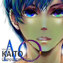 Rule 34 | 1boy, album cover, bad id, bad pixiv id, blue eyes, blue hair, close-up, cover, kaito (vocaloid), male focus, matching hair/eyes, multicolored eyes, portrait, solo, umu, umu (um), vocaloid