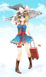 Rule 34 | 1girl, alice margatroid, bad id, bad pixiv id, blonde hair, boots, female focus, full body, hat, highres, outdoors, sa10cho, sato (sa10cho), sky, solo, touhou, witch hat
