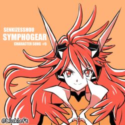 Rule 34 | 1girl, amou kanade, bodysuit, character single, closed mouth, commentary request, headphones, link (aa30), long hair, looking at viewer, red eyes, red hair, senki zesshou symphogear, smile, solo