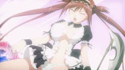 Rule 34 | 1girl, airi (queen&#039;s blade), animated, animated gif, bouncing breasts, bra, breasts, cleavage, dress, closed eyes, hair ribbon, large breasts, long hair, looping animation, maid, maid headdress, navel, nipples, open mouth, panties, pantyshot, queen&#039;s blade, queen&#039;s blade grimoire, red hair, ribbon, screencap, scythe, solo, torn clothes, underwear, very long hair, white bra, white panties, wind, wind lift, wrist cuffs